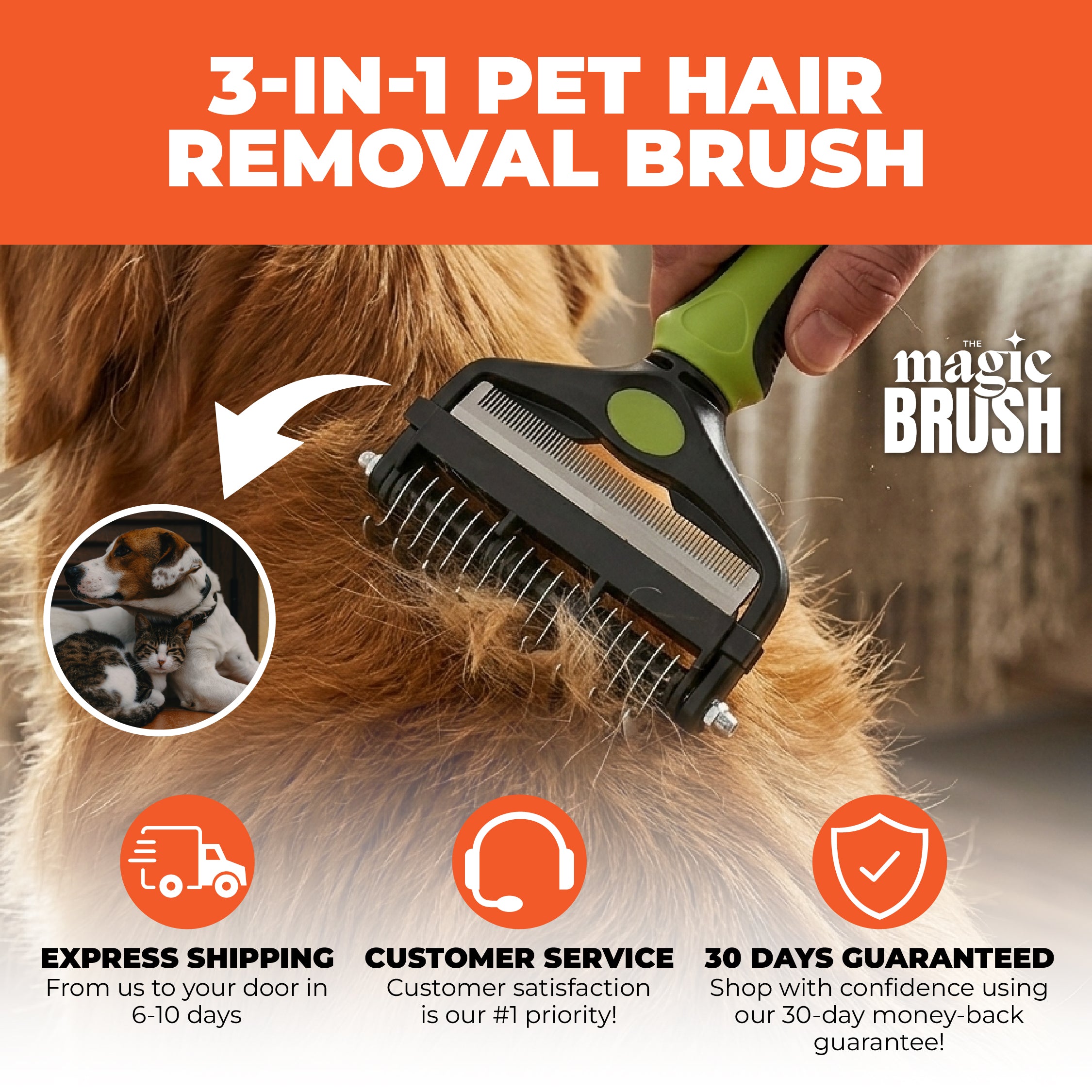 3-in-1 Pet Hair Removal Brush