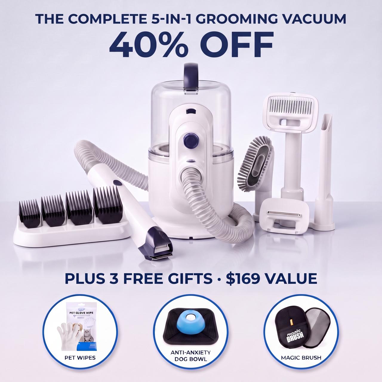 SilentGroom™ - 5 in 1 Pet Grooming Vacuum