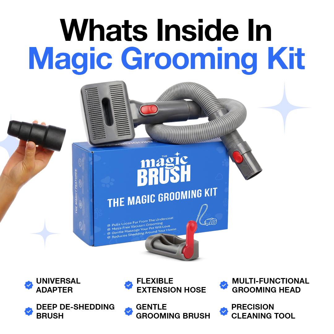 Magic Grooming Kit with vacuum attachment and packaging on a white background